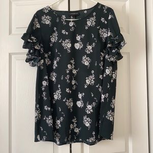 Dark Green Floral Blouse